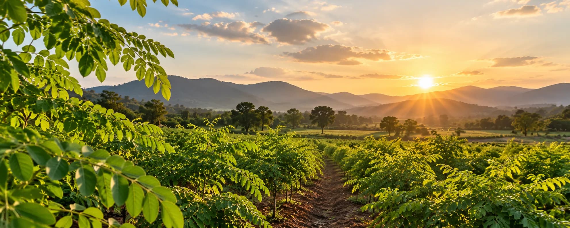 A moringa field at low sun