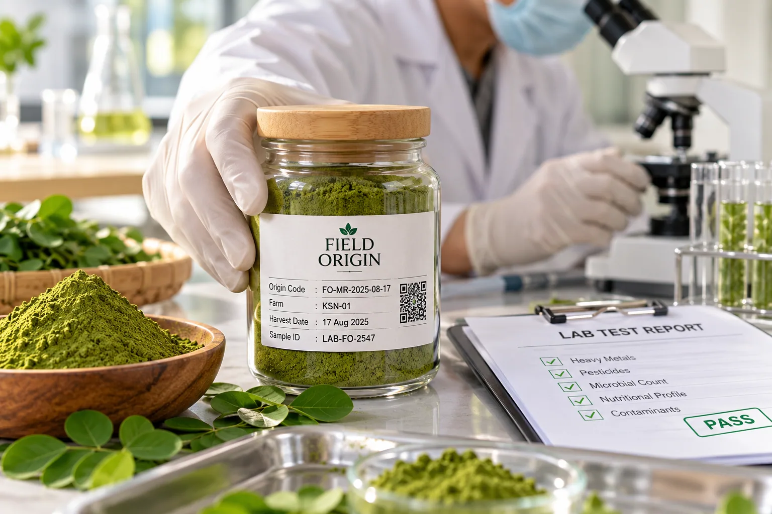A powder sample prepared for lab testing
